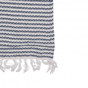 2KT060.135 Throw Blanket 125x150 cm Beige Blue Cotton Zigzag Blanket