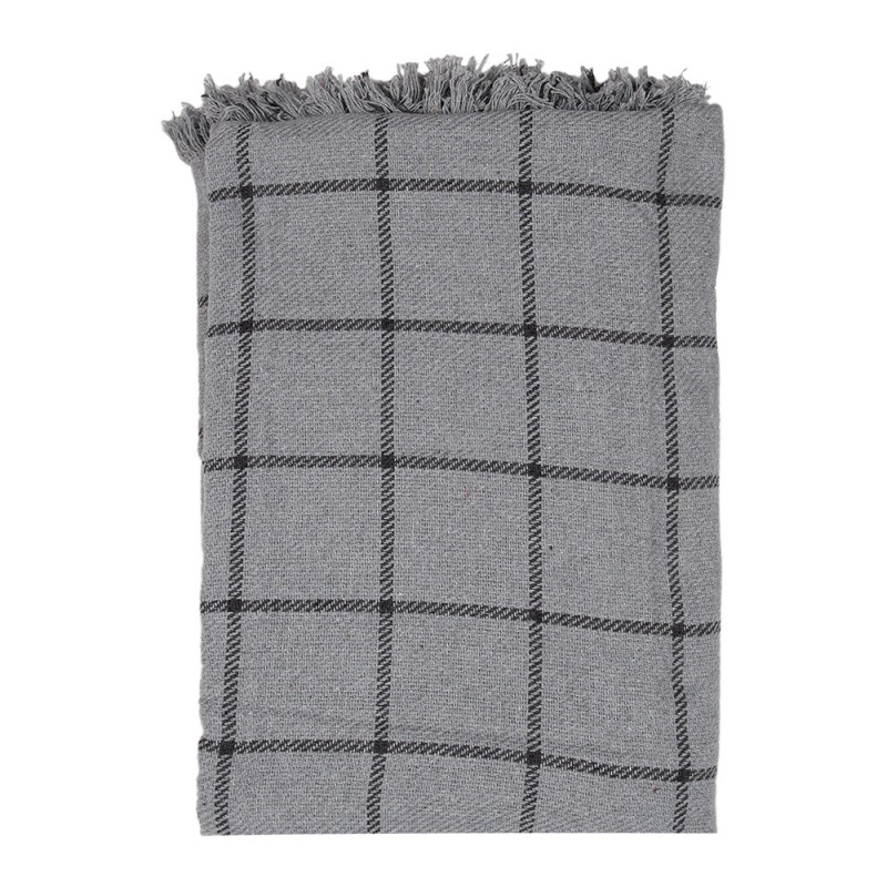 KT060.136 Throw Blanket 125x150 cm Grey Cotton Stripes Blanket