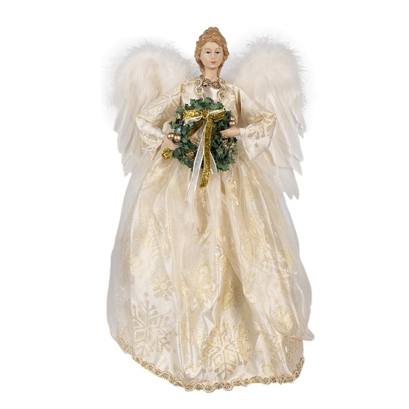65219 Christmas Decoration Angel 46 cm White Textile on Plastic Christmas Tree Decorations
