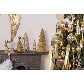 26CE1507 Statuetta Albero di Natale 24 cm Color oro Porcellana Decorazione di Natalizie