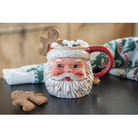 26CEMU0134 Mug Santa Claus 450 ml Red Ceramic Christmas Decoration