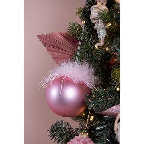 26GL3940 Christmas Bauble Set of 4 Ø 10 cm Pink Glass Christmas Tree Decorations