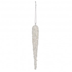 26GL4357 Christmas Ornament Icicle 19 cm Silver colored Glass Christmas Tree Decorations