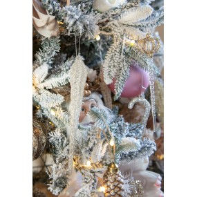 26GL4357 Kersthanger Ijspegel 19 cm Zilverkleurig Glas Kerstboomversiering