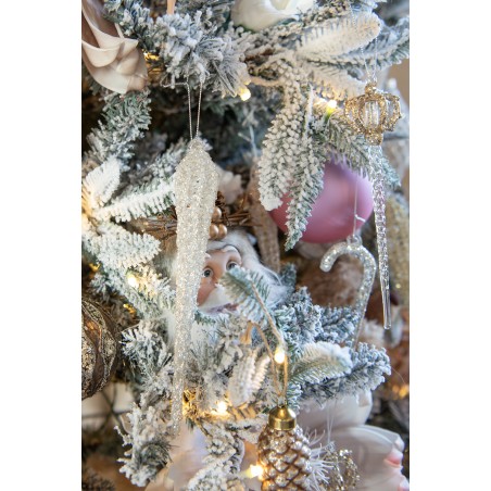6GL4357 Weihnachtsanhänger Eiszapfen 19 cm Silberfarbig Glas  Weihnachtsbaumschmuck