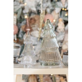 26GL4386 Glazen potje Kerstboom  Ø 7x16 cm Transparant Glas Voorraadpot Deksel