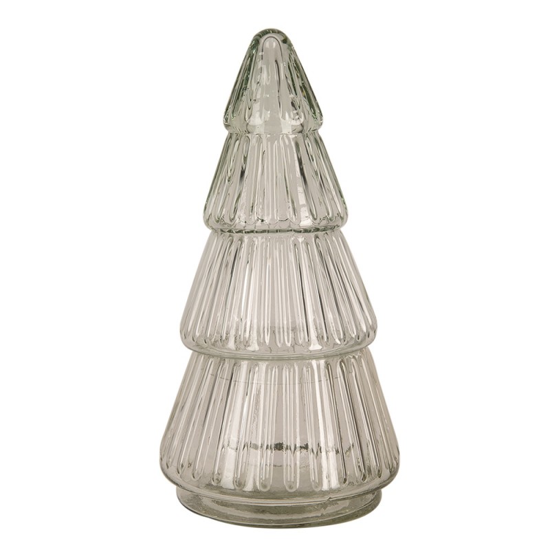 6GL4394 Pot en verre Sapin de Noël  Ø 11x21 cm Transparent Verre Couvercle de pot de stockage