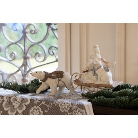 26PR3924 Figurine Animaux 30x8x15 cm Blanc Polyrésine Décoration de Noël