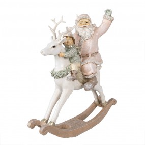 26PR3939 Figurine Santa Claus 21x8x23 cm Pink White Polyresin Christmas Decoration