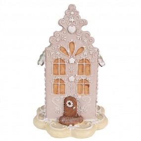 26PR3976 Decorative Figurine House 20 cm Pink Polyresin