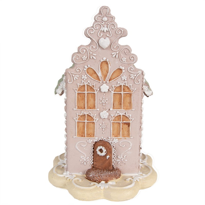 6PR3976 Decorative Figurine House 20 cm Pink Polyresin