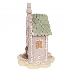 26PR3976 Maison en pain d'épices 20 cm Rose Polyrésine Décoration de Noël