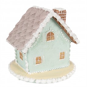 26PR3977 Gingerbread house 12 cm Blauw Polyresin Peperkoekhuisje