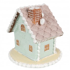 26PR3977 Gingerbread house 12 cm Blauw Polyresin Peperkoekhuisje