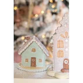 26PR3977 Gingerbread house 12 cm Blauw Polyresin Peperkoekhuisje