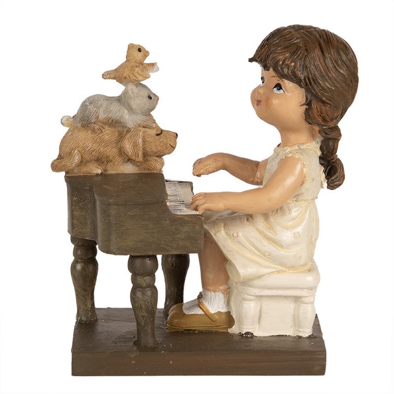 Clayre & Eef Figurine Fille 18 cm Beige Polyrésine