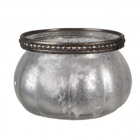 26GL4379 Tealight Holder Ø 9x6 cm Silver colored Glass Tea-light Holder