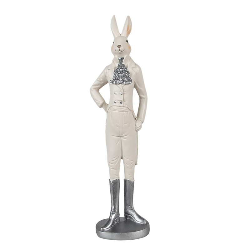6PR4040 Statuetta Coniglio 40 cm Bianco Poliresina Decorazione di Pasqua