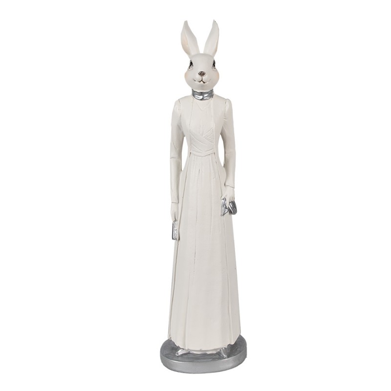 6PR4041 Figur Kaninchen 41 cm Weiß Polyresin Osterdekoration