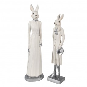26PR4041 Figurine Rabbit 41 cm White Polyresin Easter Decoration