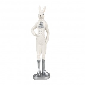 26PR4042 Statuetta Coniglio 28 cm Bianco Poliresina Decorazione di Pasqua