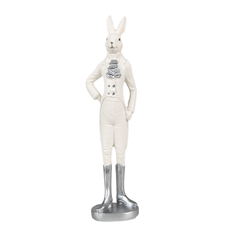 6PR4042 Figur Kaninchen 28 cm Weiß Polyresin Osterdekoration