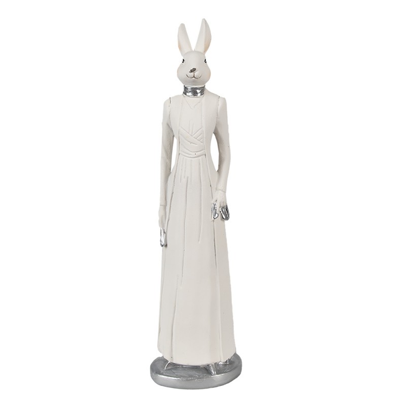 6PR4043 Figur Kaninchen 28 cm Weiß Polyresin Osterdekoration