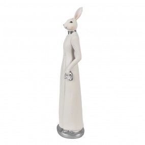26PR4043 Statuetta Coniglio 28 cm Bianco Poliresina Decorazione di Pasqua