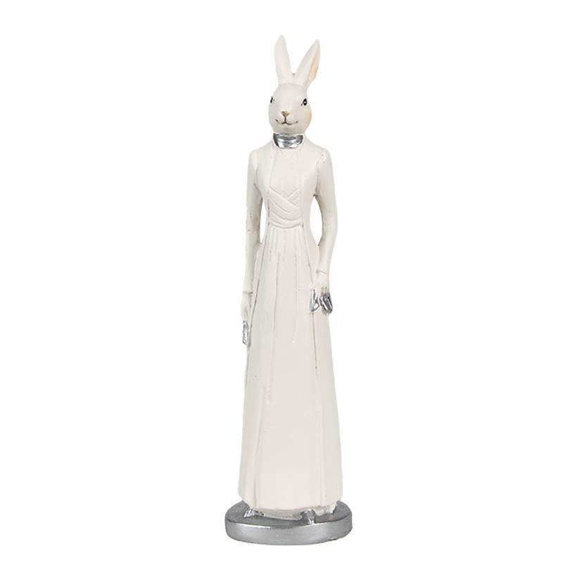 6PR4045 Statuetta Coniglio 20 cm Bianco Poliresina Decorazione di Pasqua