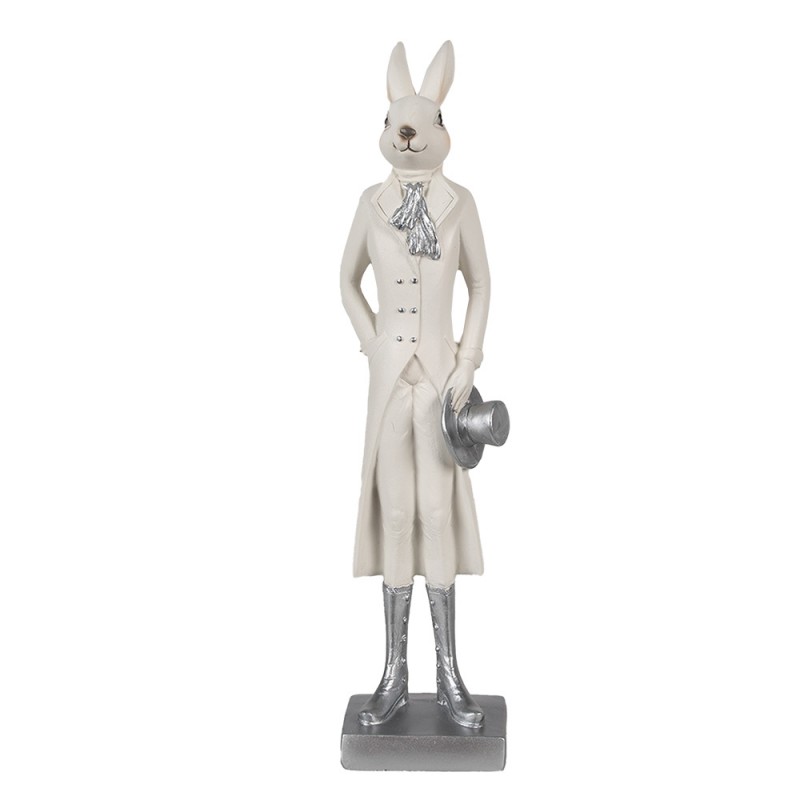6PR4046 Figur Kaninchen 34 cm Weiß Polyresin Osterdekoration
