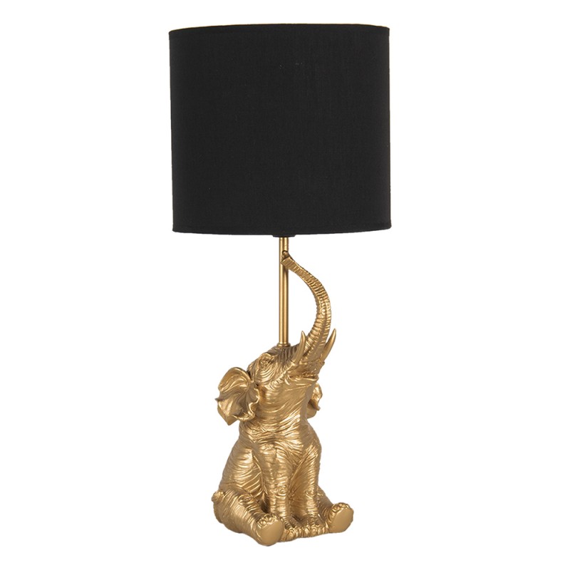 6LMC0038 Table Lamp Elephant Ø 20x46 cm  Gold colored Black Plastic Desk Lamp
