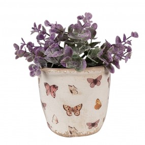 26CE1661XS Planter Ø 11x10 cm Beige Pink Ceramic Butterflies Indoor Planter
