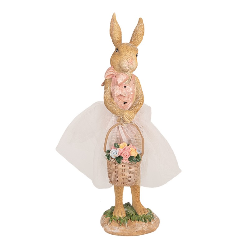 6PR4096 Statuetta Coniglio 21 cm Marrone Poliresina Decorazione di Pasqua