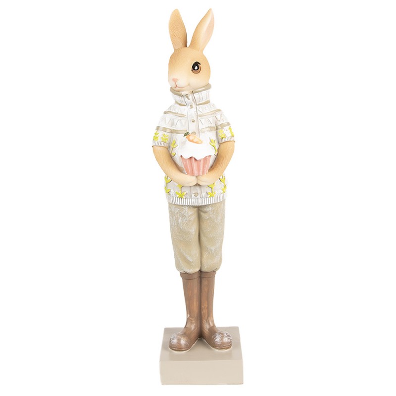 6PR5001 Figur Kaninchen 28 cm Braun Grün Polyresin