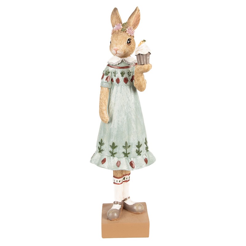 6PR5002 Figur Kaninchen 28 cm Braun Grün Polyresin