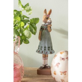 26PR5002 Figurine Rabbit 28 cm Brown Green Polyresin