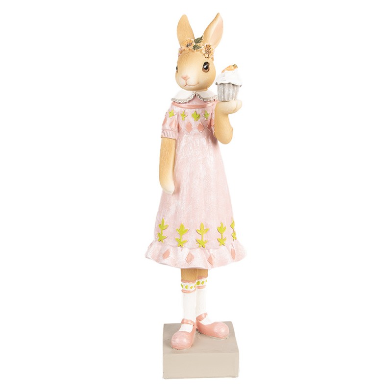 6PR5003 Figur Kaninchen 28 cm Braun Rosa Polyresin