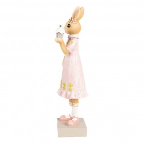 26PR5003 Figur Kaninchen 28 cm Braun Rosa Polyresin