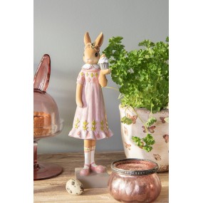 26PR5003 Figurine Rabbit 28 cm Brown Pink Polyresin