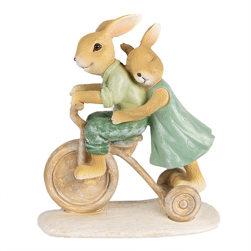 6PR5016 Figurine Rabbit 14 cm Brown Green Polyresin