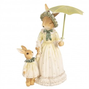 26PR5020 Figur Kaninchen 21 cm Braun Grün Polyresin