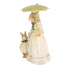 26PR5020 Figur Kaninchen 21 cm Braun Grün Polyresin