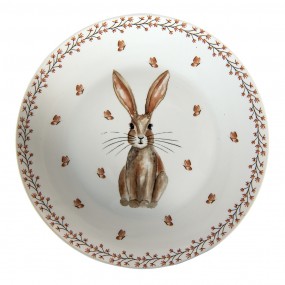 2REBDP Breakfast Plate Ø 20 cm Beige Brown Porcelain Rabbit Round Plate
