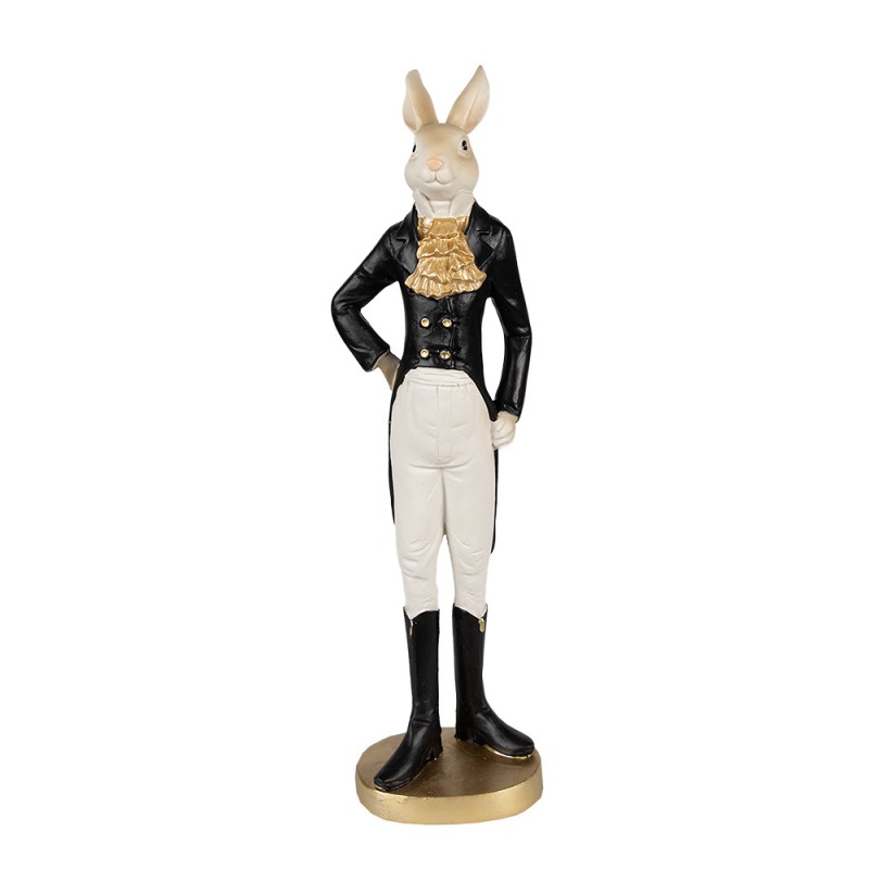 6PR4005 Figur Kaninchen 20 cm Beige Schwarz Polyresin Osterdekoration