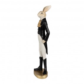 26PR4005 Statuetta Coniglio 20 cm Beige Nero Poliresina Decorazione di Pasqua