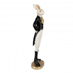 26PR4005 Statuetta Coniglio 20 cm Beige Nero Poliresina Decorazione di Pasqua