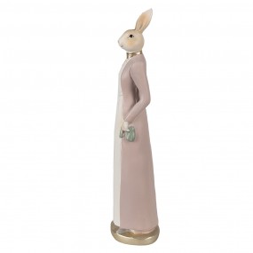 26PR4007 Figur Kaninchen 28 cm Beige Rosa Polyresin Osterdekoration