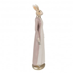 26PR4007 Figur Kaninchen 28 cm Beige Rosa Polyresin Osterdekoration