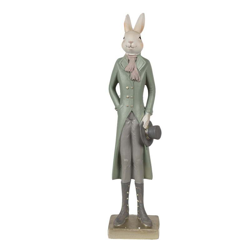 6PR4008 Figur Kaninchen 36 cm Beige Grün Polyresin Osterdekoration