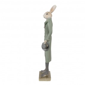 26PR4008 Figurine Lapin 36 cm Beige Vert Polyrésine Décoration de Pâques